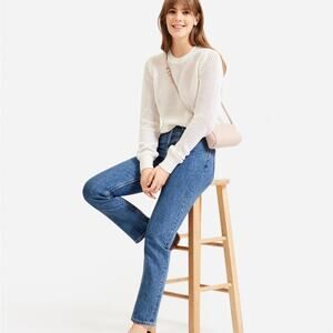 EVERLANE The Mesh‎ Soft Cotton Sweater in Cream Size XS NWOT